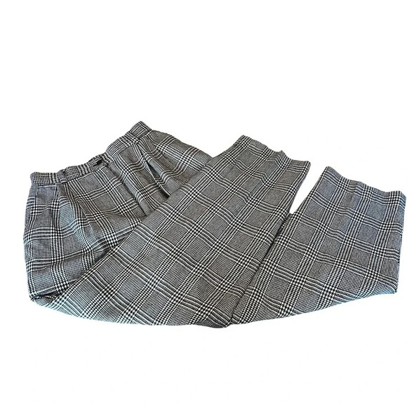 Vintage Requirements Straight Trousers Womens 12 Houndstooth Wool Pleated Grey - Picture 1 of 7